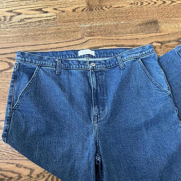 Navy blue the 90s relaxed jean high rise straight leg Abercrombie denim jeans - Picture 2 of 8